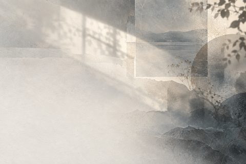 Hada.Org Home background with layered paper, soft daylight, and a distant landscape
